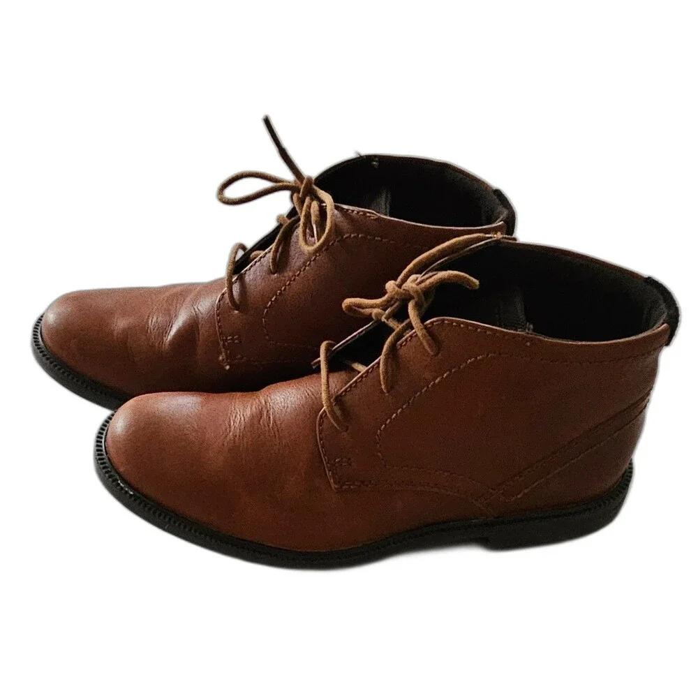 Rockport Berrenger Men’s Leather Chukka Boots 8.5 Brown Lace Up truTECH Comfort